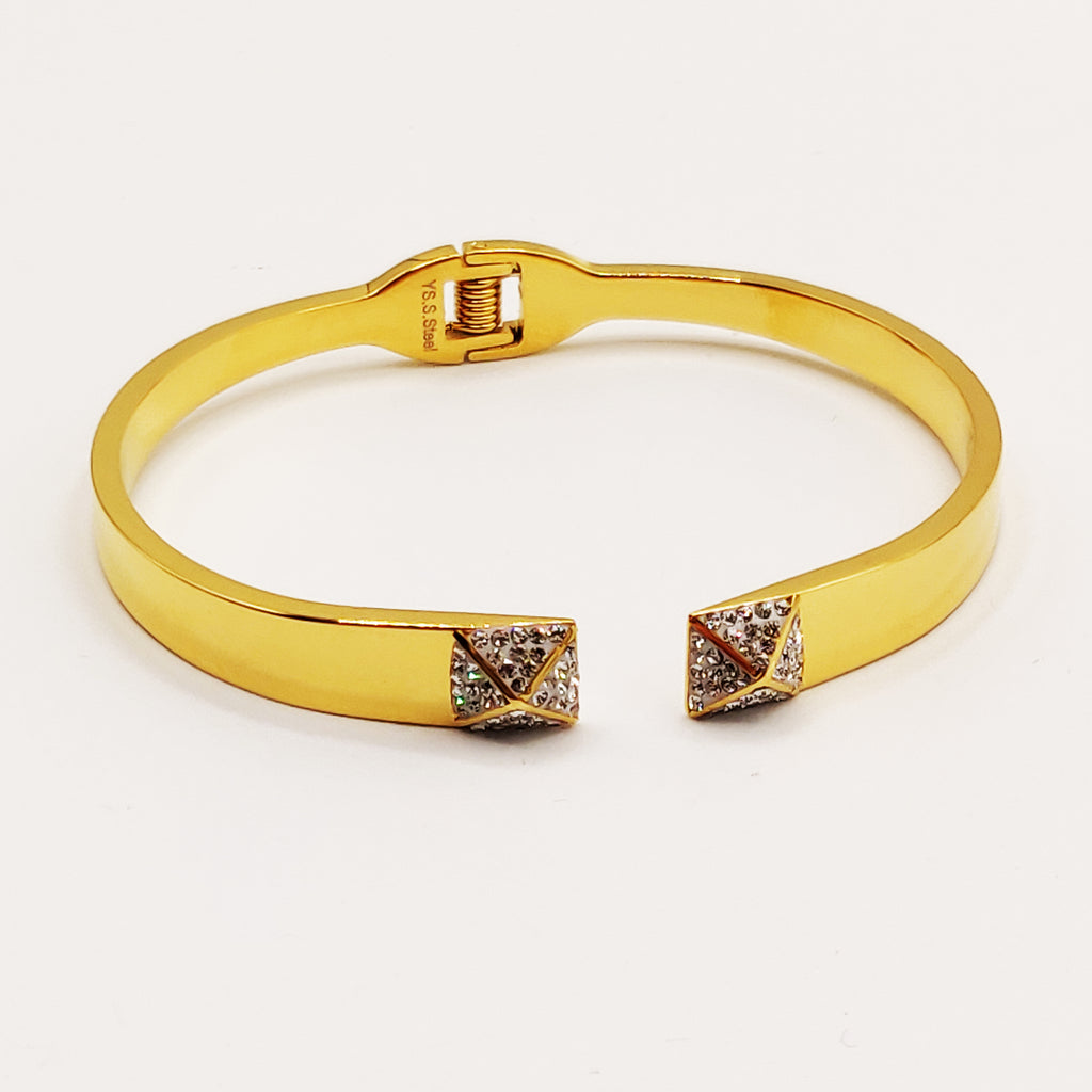 Bracelet Rigide Double Carrés Bombés Cristaux X