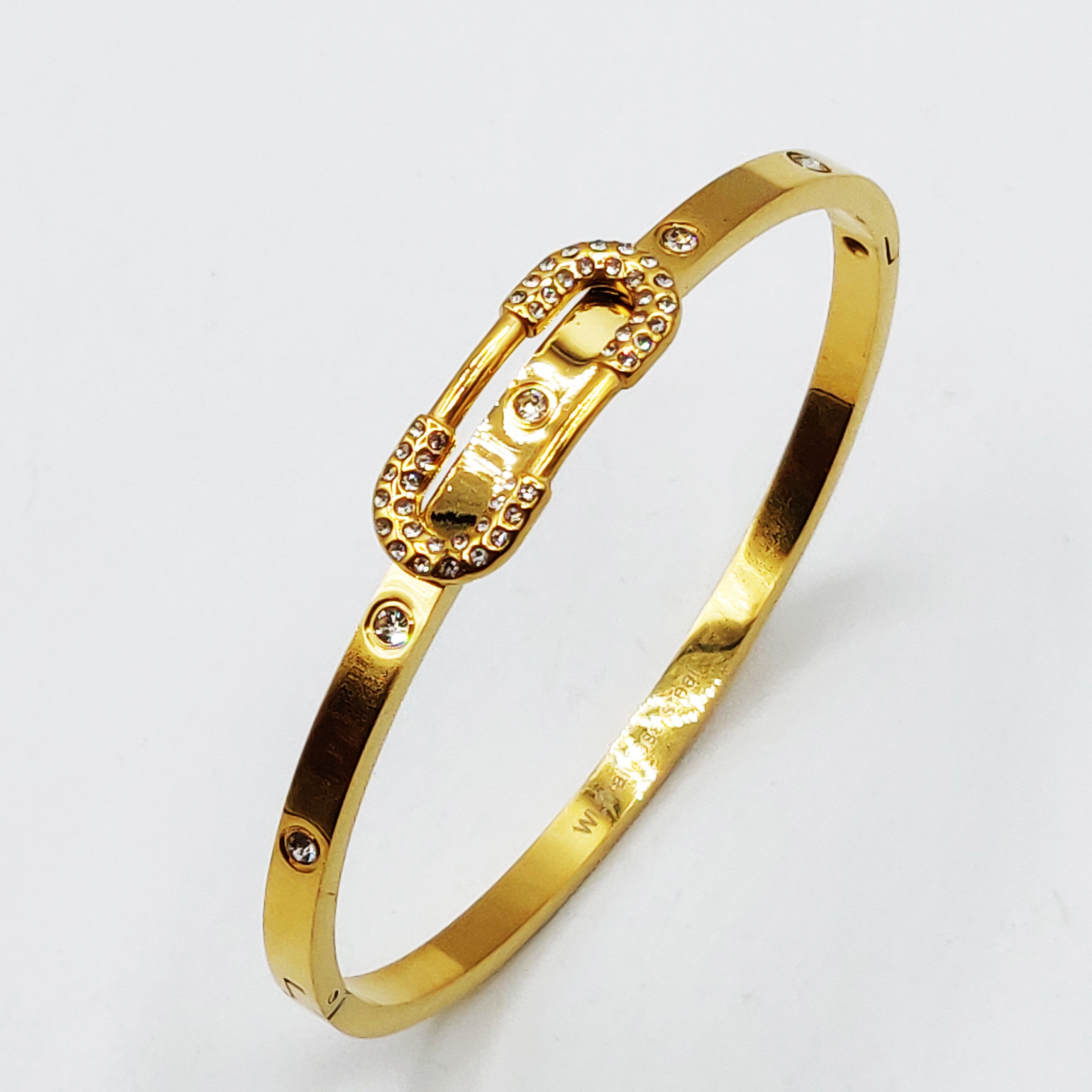Bracelet Rigide Double U Cristaux Luxe