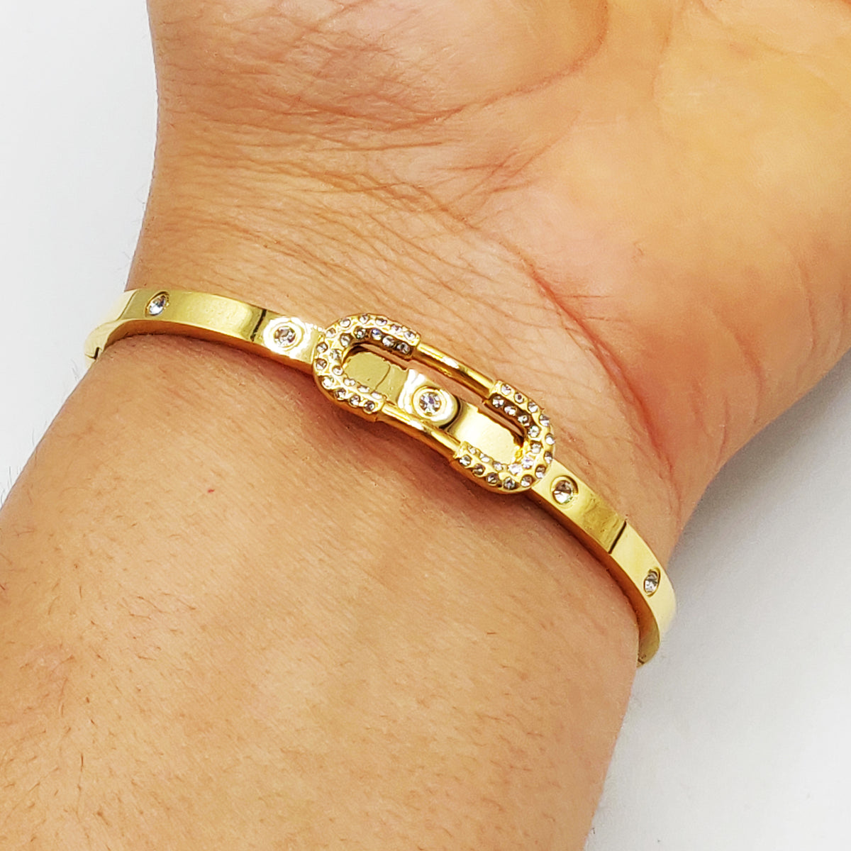 Bracelet Rigide Double U Cristaux Luxe