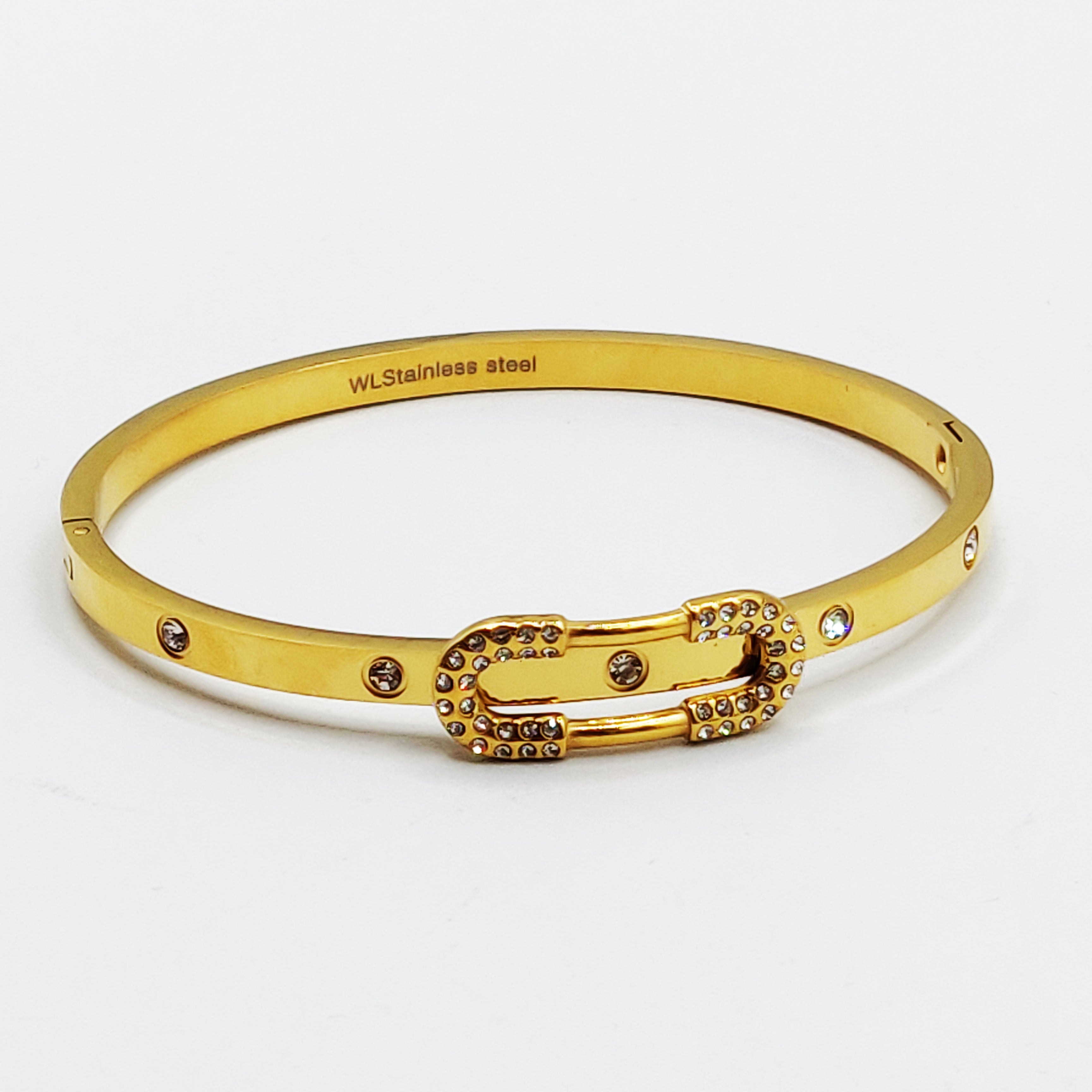Bracelet Rigide Double U Cristaux Luxe