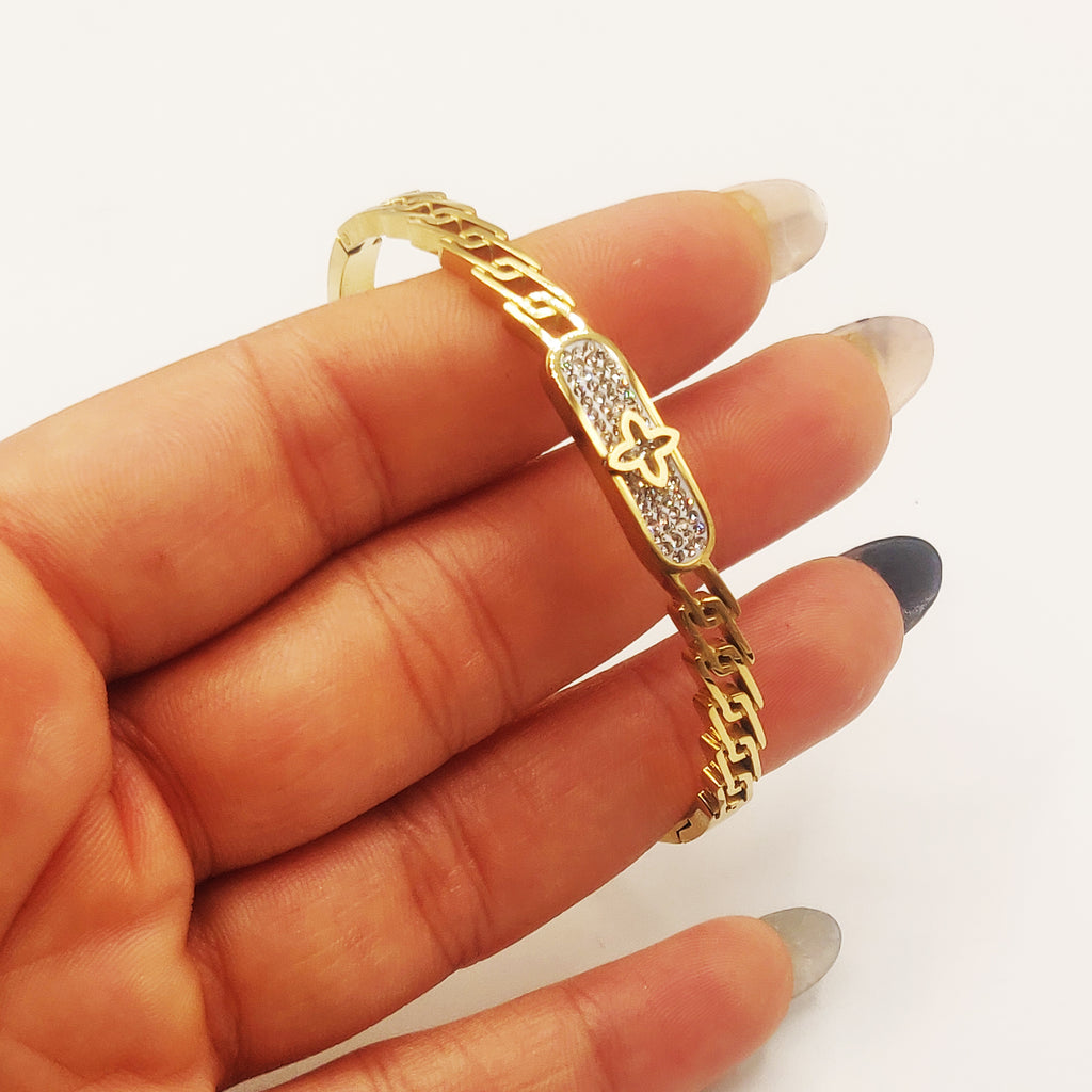 Bracelet Rigide Étoile Luxe et Barre Cristaux