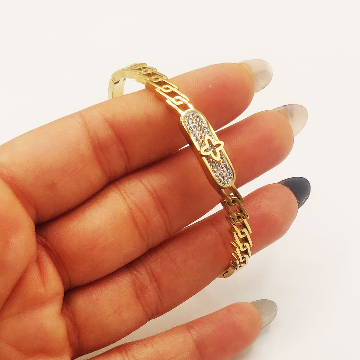 Bracelet Rigide Étoile Luxe et Barre Cristaux