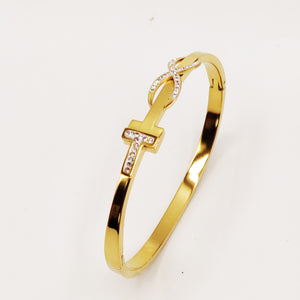Bracelet Rigide Infinity Double T Cristaux