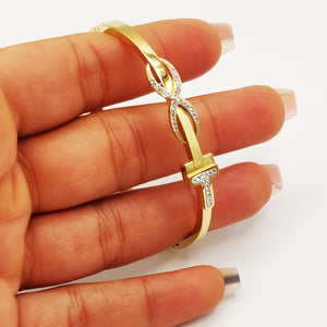 Bracelet Rigide Infinity Double T Cristaux