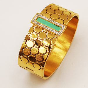 Bracelet Rigide Large Rectangle Vert Clair Luxe