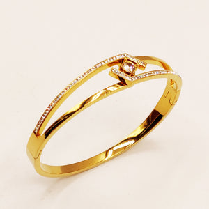 Bracelet Rigide Lignes Cristaux et Diamant