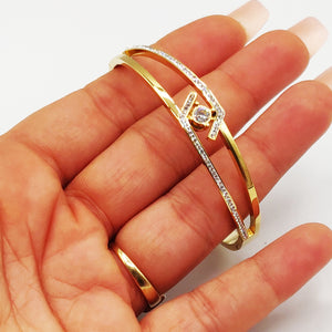 Bracelet Rigide Lignes Cristaux et Diamant