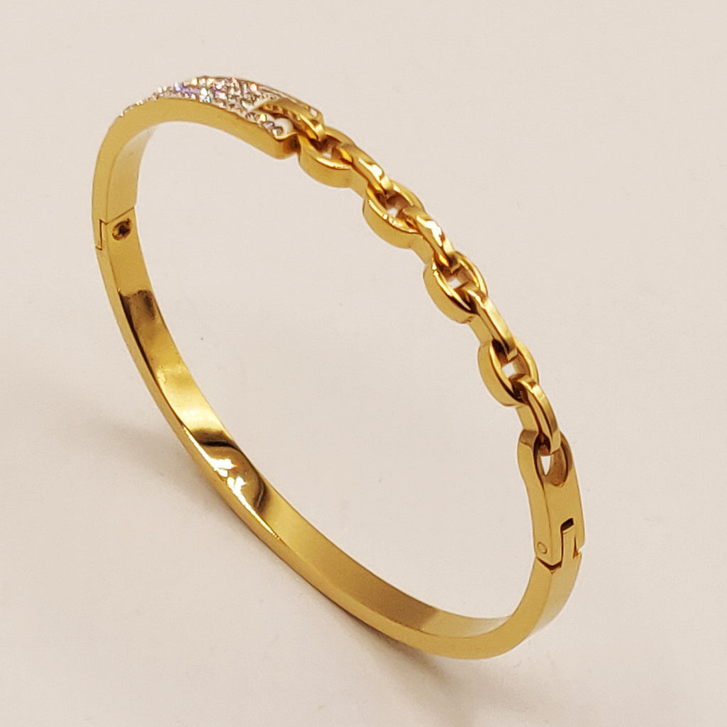 Bracelet Rigide Maillons Ovales Cristaux Luxe
