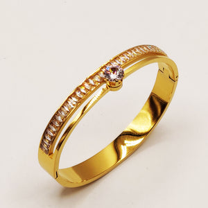 Bracelet Rigide Multi Cristaux et Gros Cristal Luxe