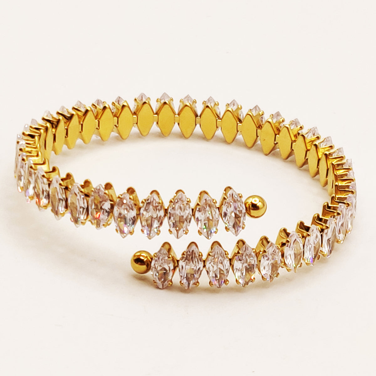 Bracelet Rigide Multi Cristaux Losanges Luxe