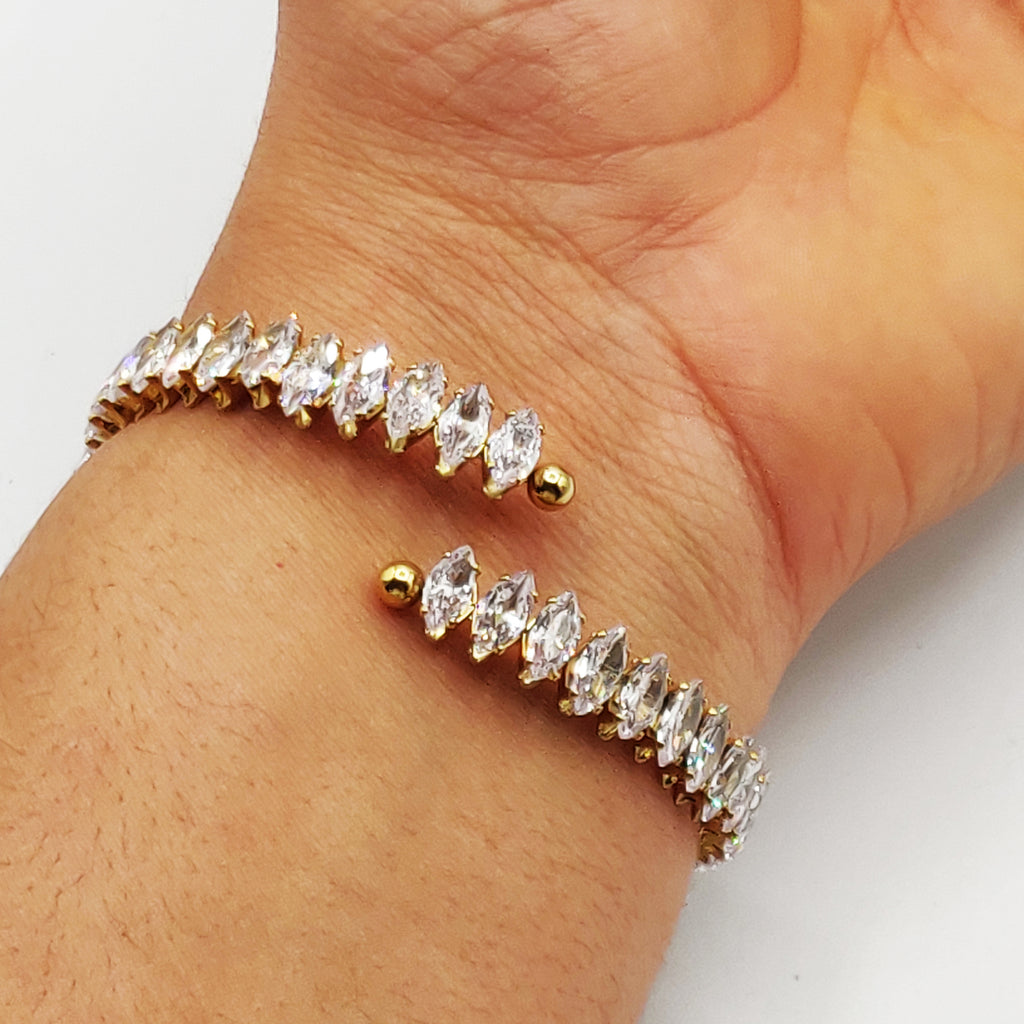 Bracelet Rigide Multi Cristaux Losanges Luxe