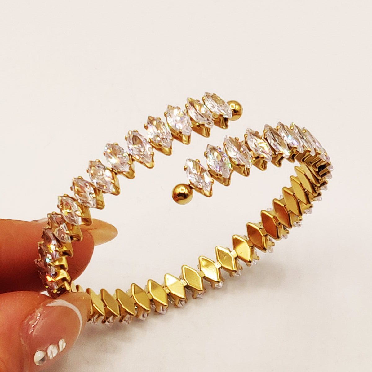 Bracelet Rigide Multi Cristaux Losanges Luxe