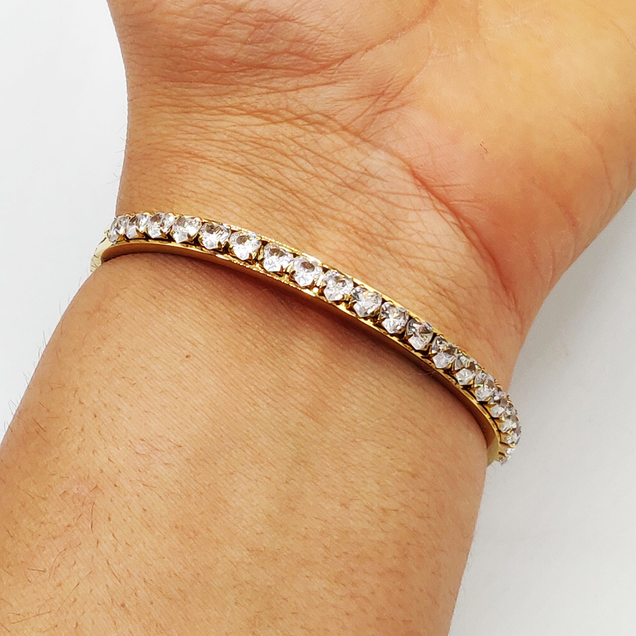 Bracelet Rigide Multi Gros Cristaux Coeurs Luxe