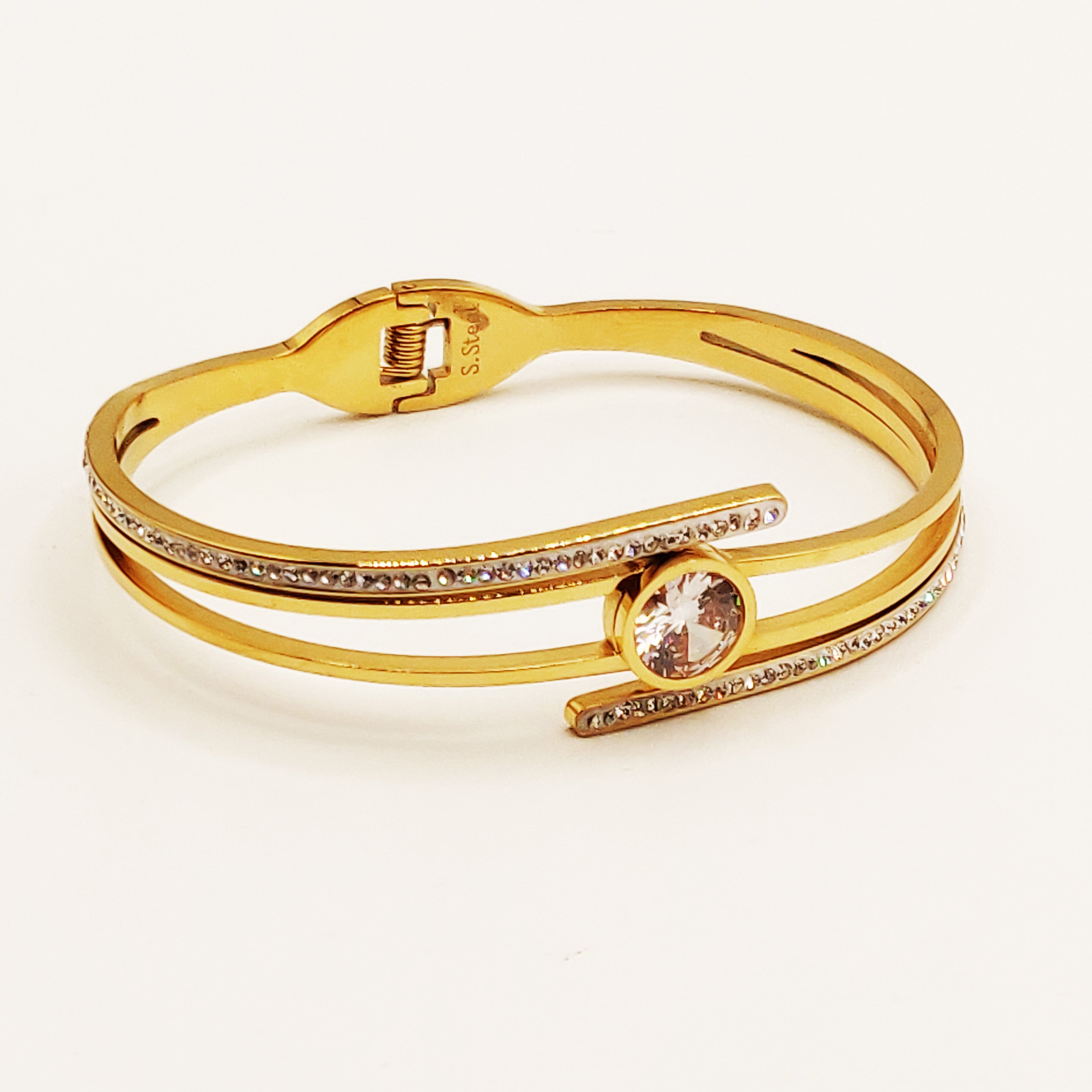 Bracelet Rigide Multi Lignes Diamant