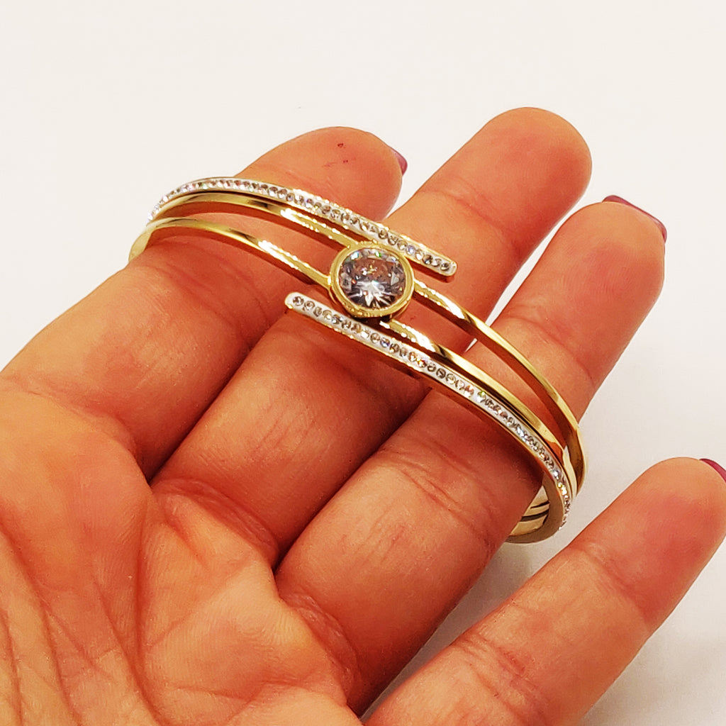 Bracelet Rigide Multi Lignes Diamant