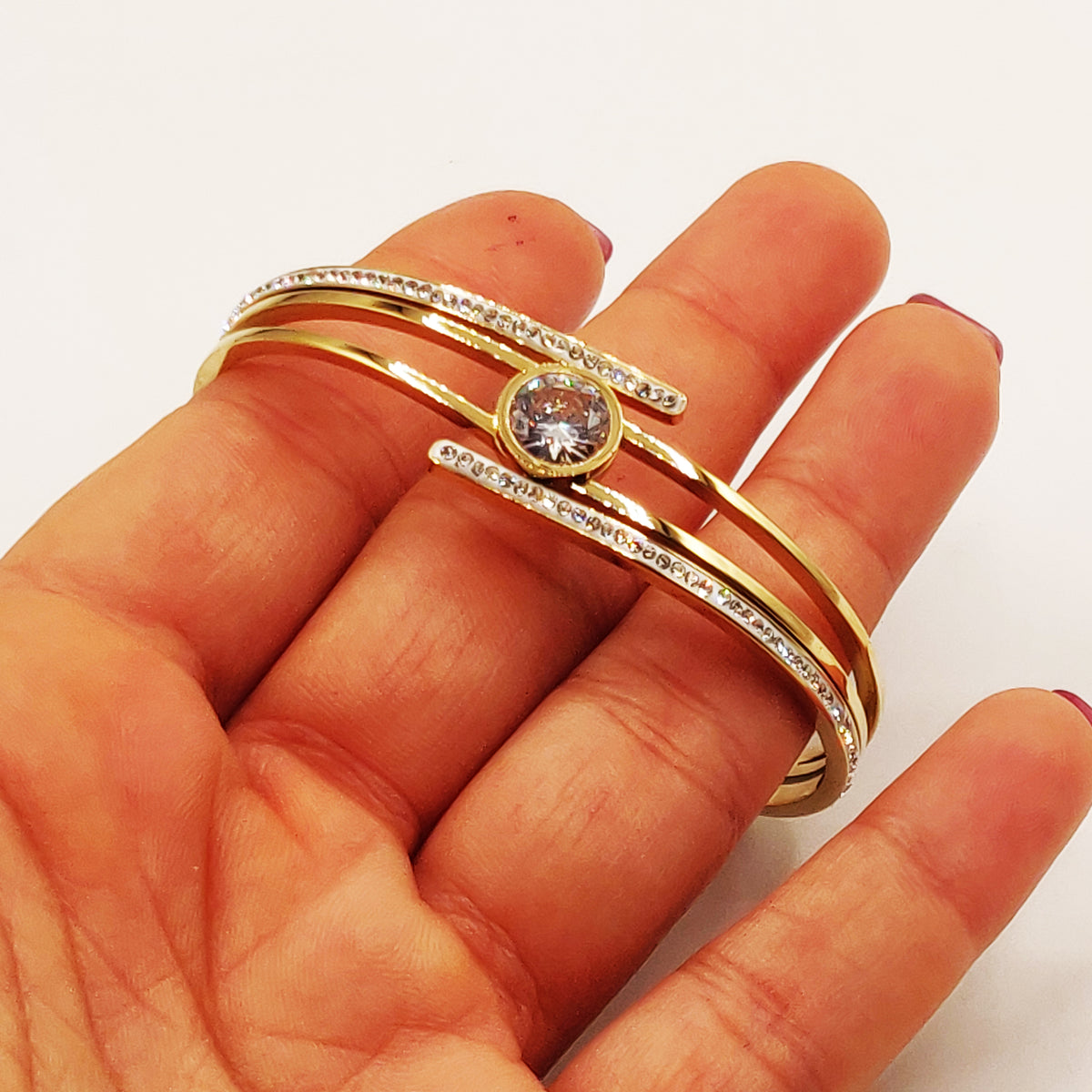 Bracelet Rigide Multi Lignes Diamant
