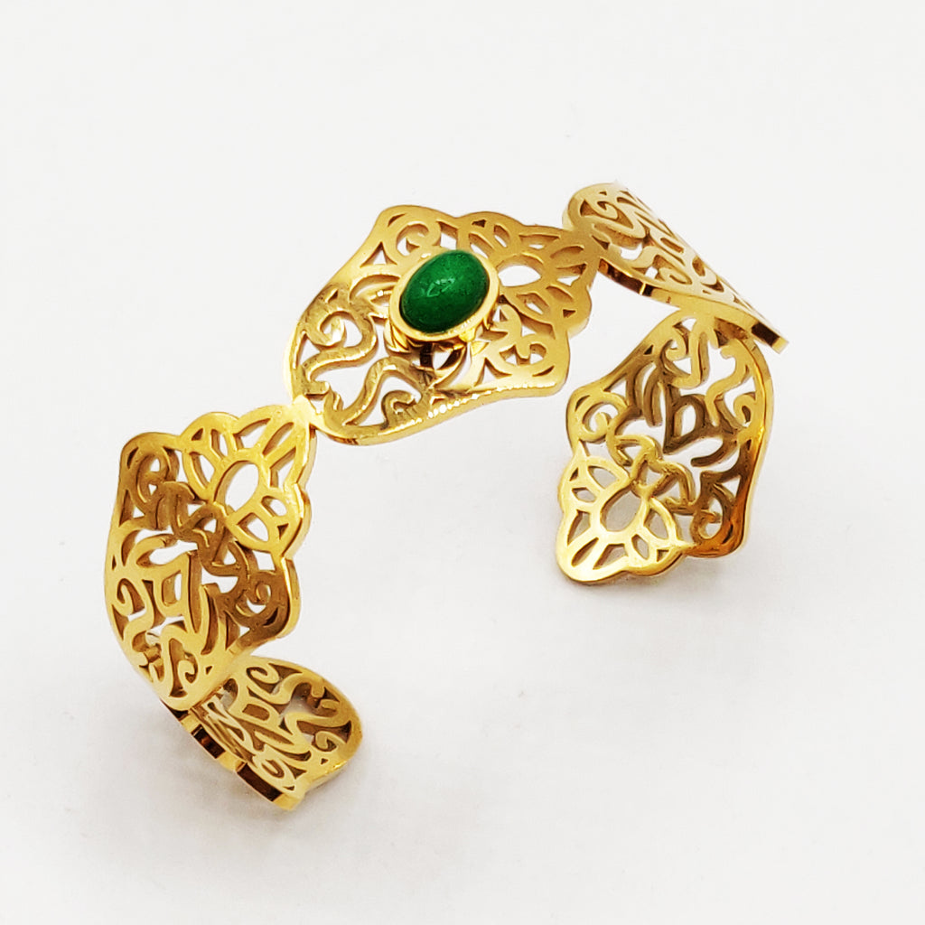 Bracelet Rigide Multi Mains de Fatma et Pierre Verte Luxe