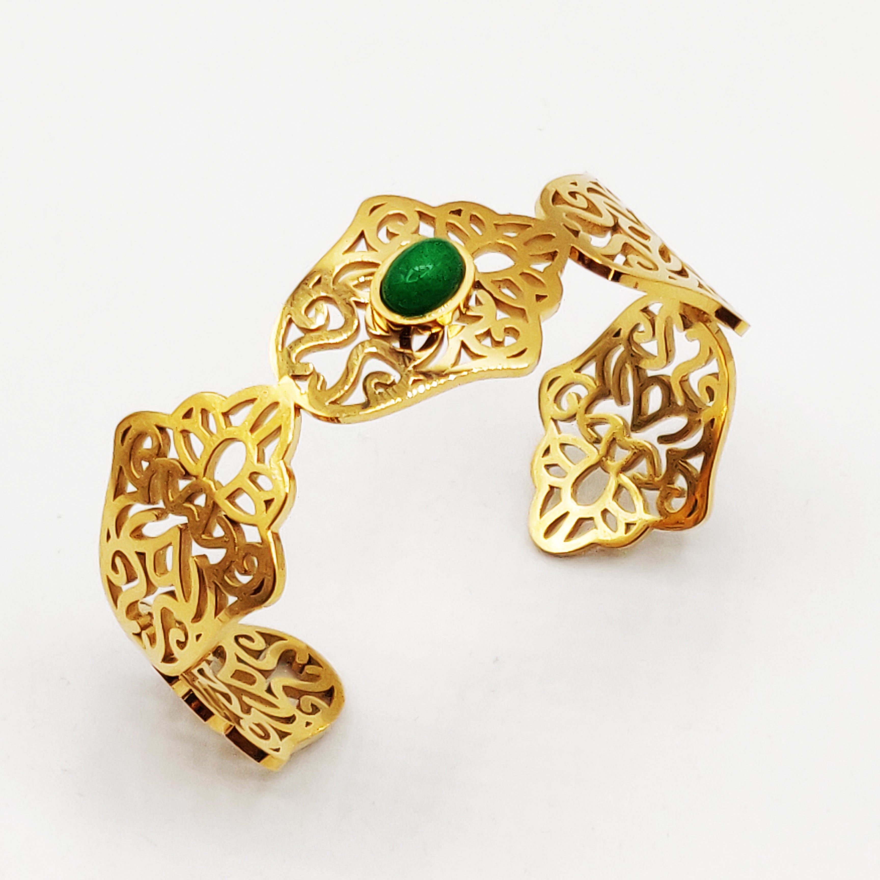 Bracelet Rigide Multi Mains de Fatma et Pierre Verte Luxe
