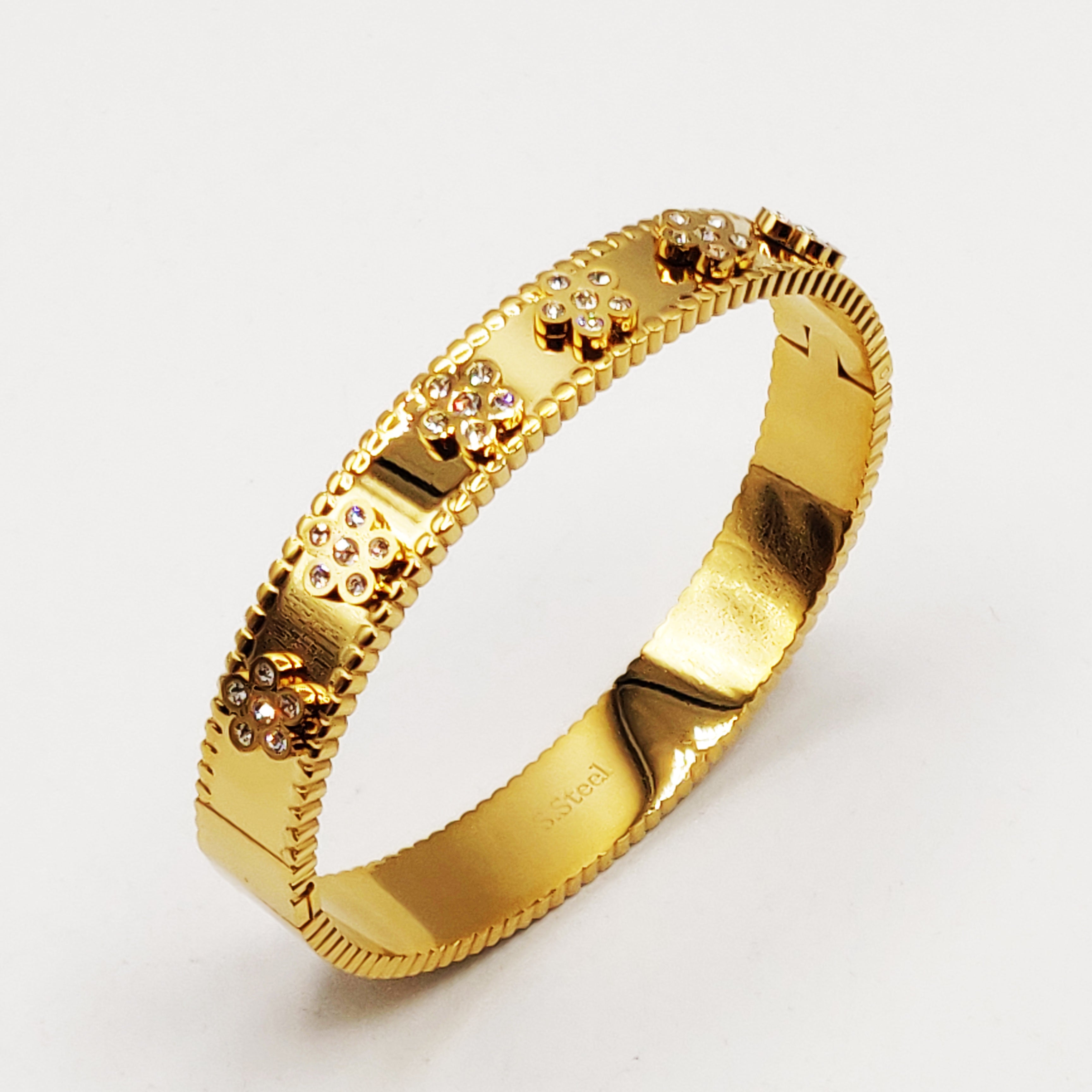 Bracelet Rigide Multi Marguerites Cristaux Luxe