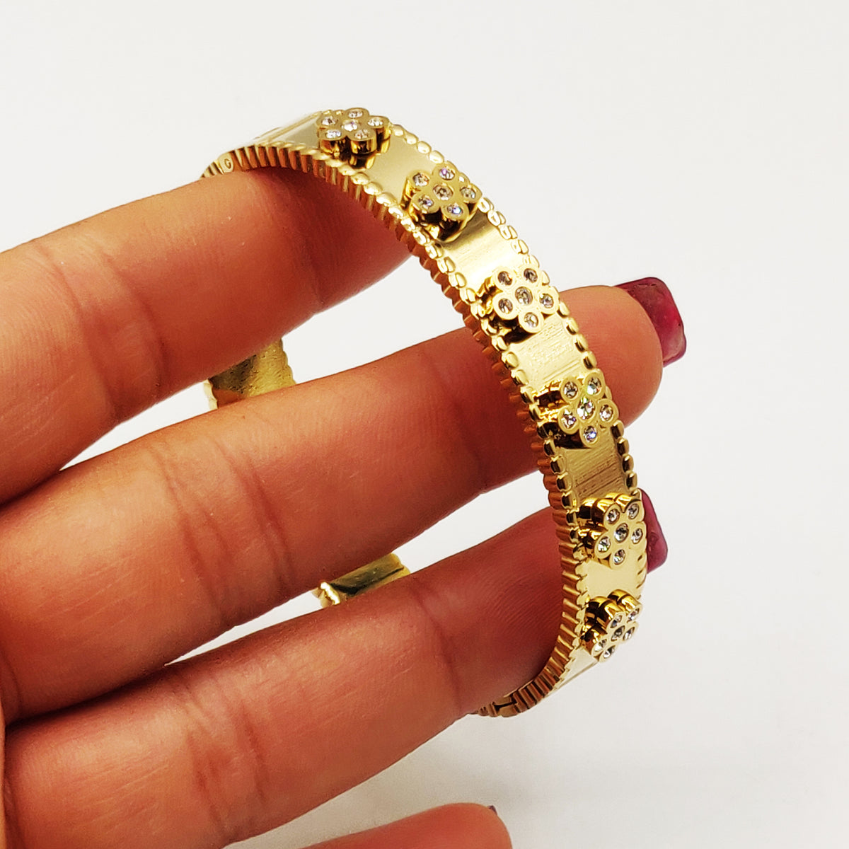 Bracelet Rigide Multi Marguerites Cristaux Luxe