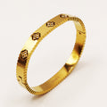 Bracelet Rigide Multi Trèfles Cristaux Creusés Luxe