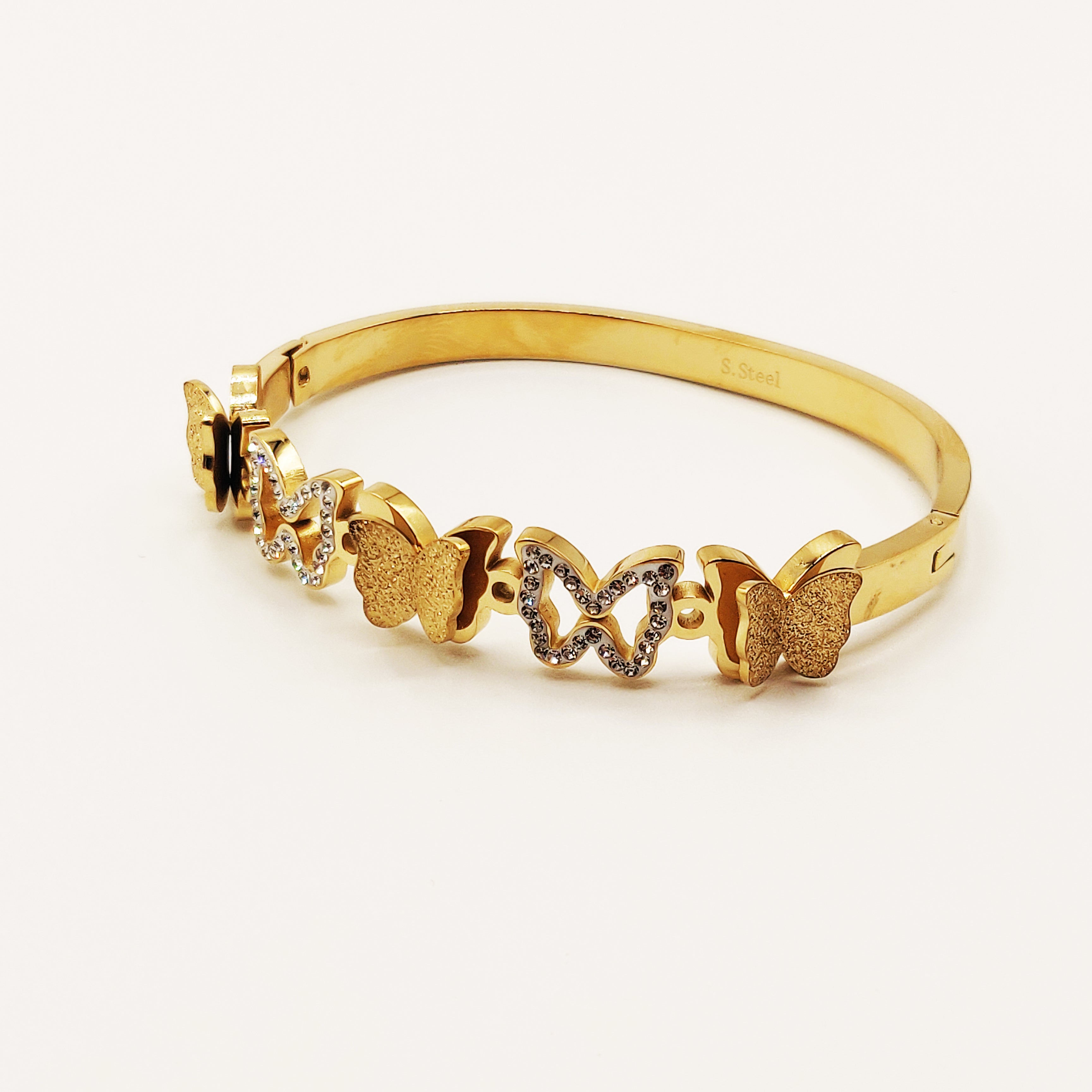 Bracelet Rigide Papillons Cristaux