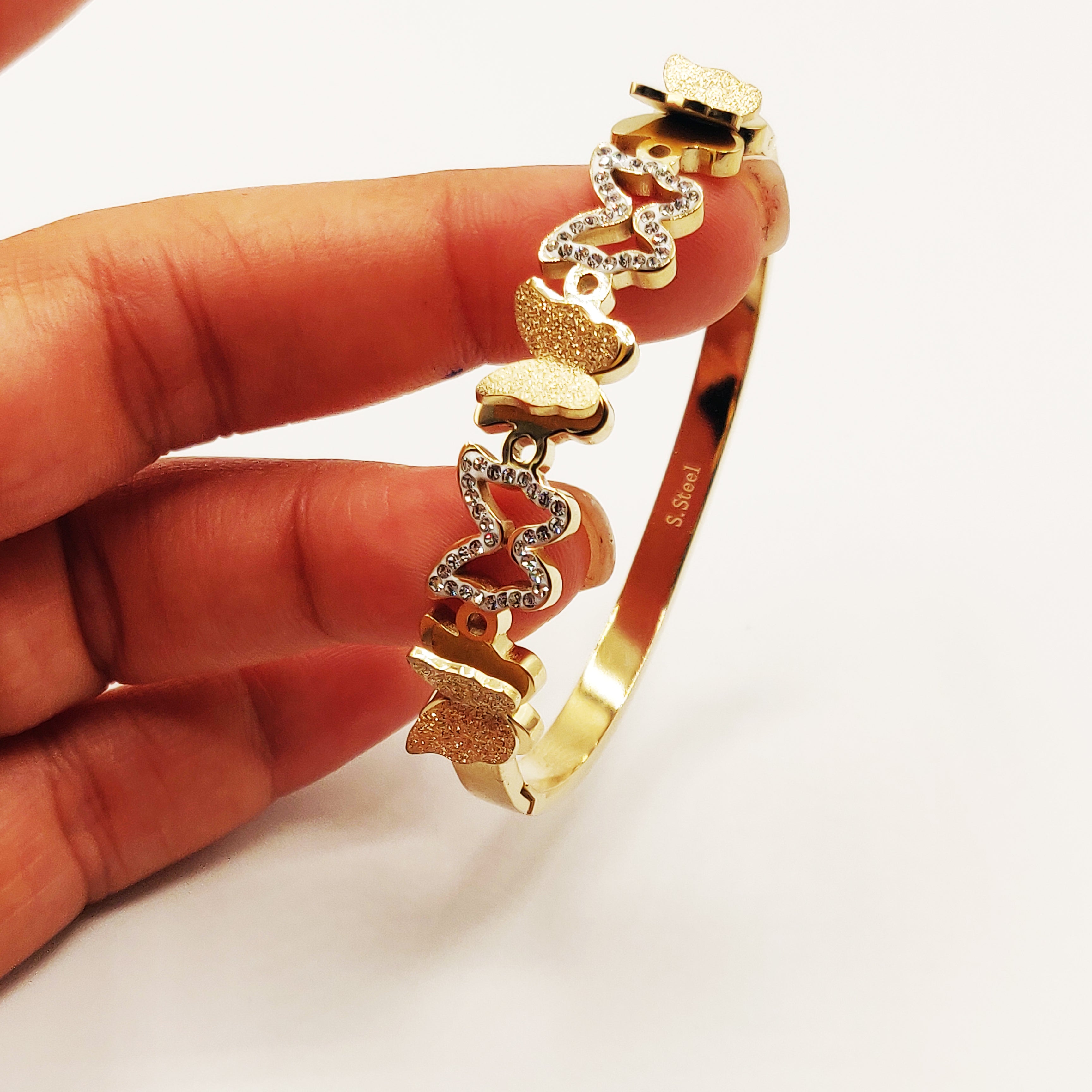 Bracelet Rigide Papillons Cristaux