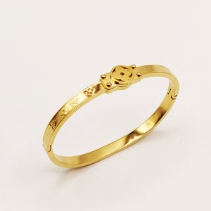 Bracelet Rigide Plaque Trèfles et Étoiles Luxe