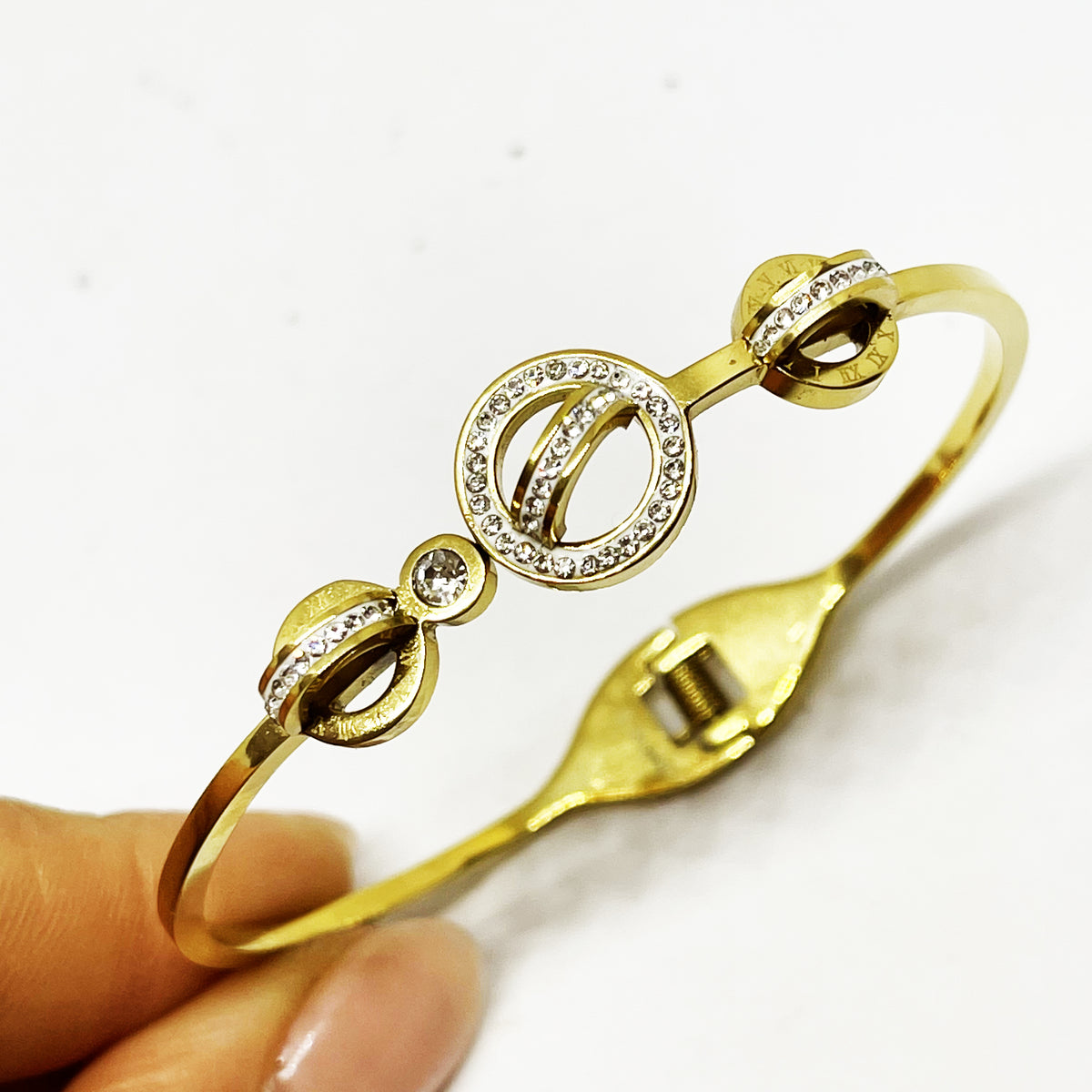Bracelet Rigide Romain 3 Cercles Cristaux