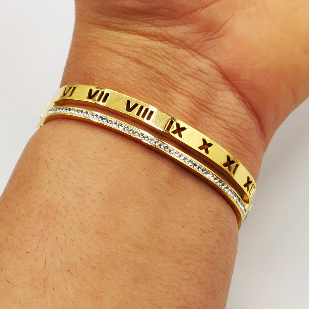 Bracelet Rigide Romain Ligne Cristaux Luxe