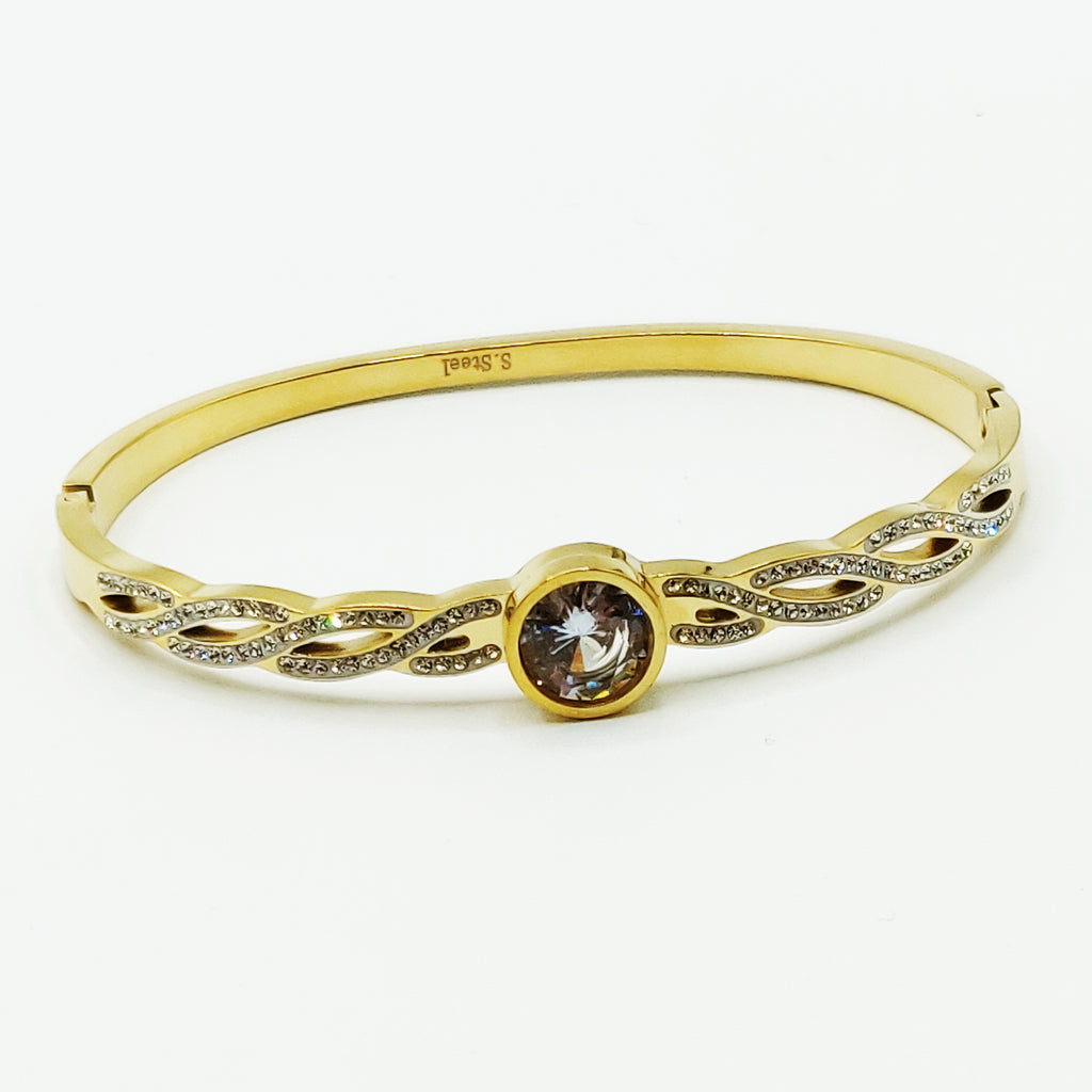 Bracelet Rigide Torsade Cristaux