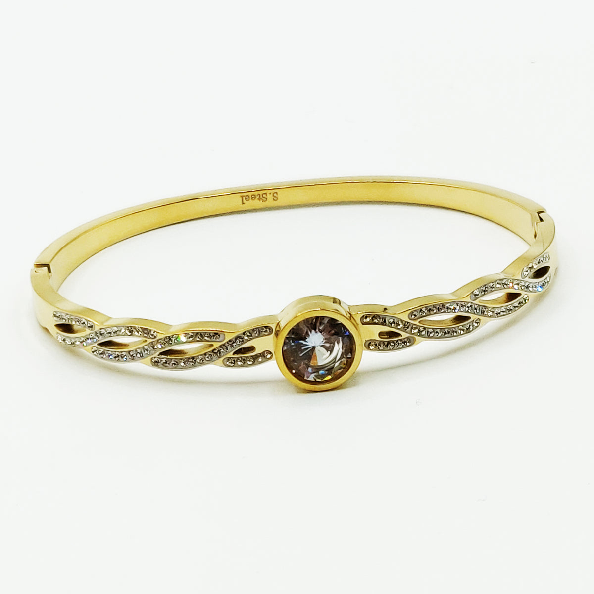 Bracelet Rigide Torsade Cristaux