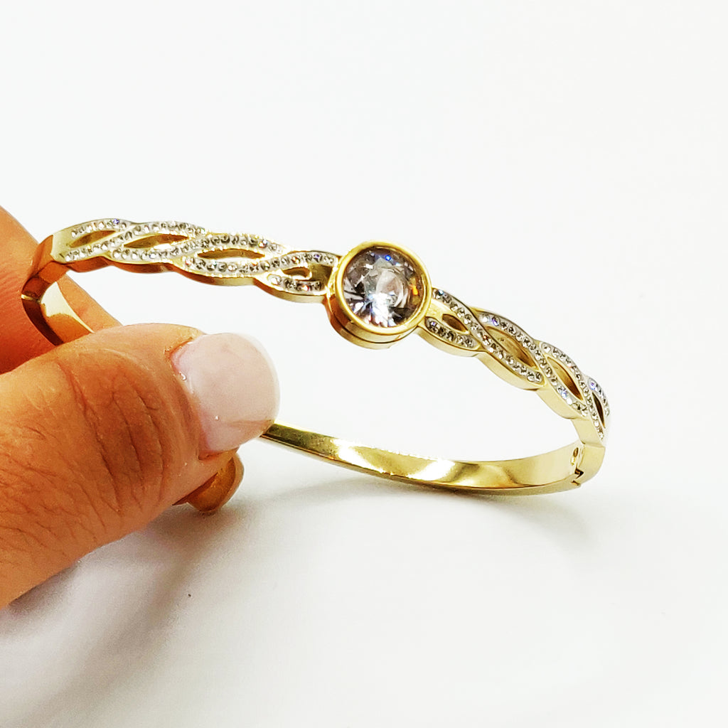 Bracelet Rigide Torsade Cristaux