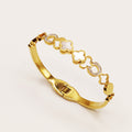Bracelet Rigide Trèfles Blancs Nacrés et Creux