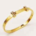 Bracelet Rigide Trèfles et Étoiles Luxe Double I Cristaux