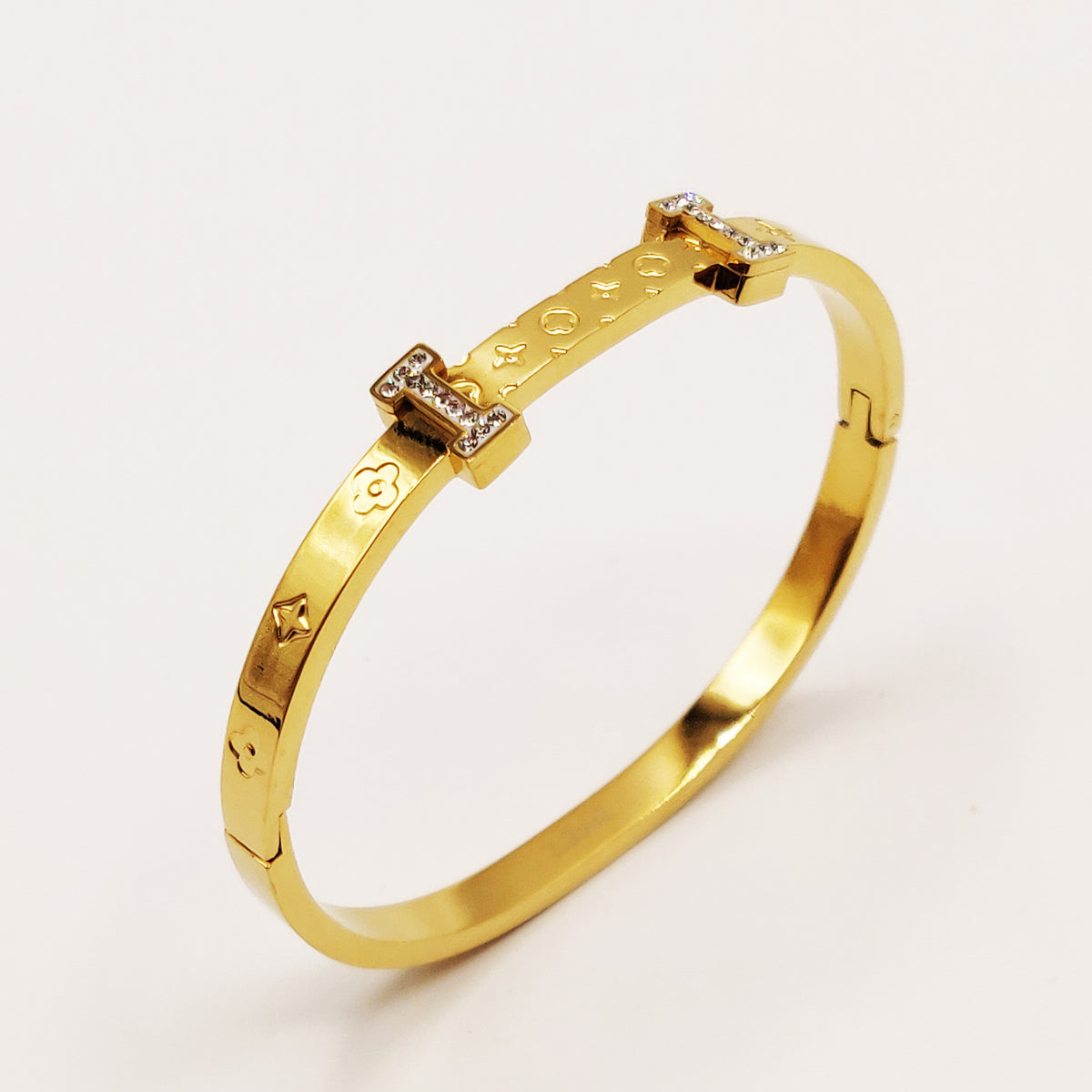 Bracelet Rigide Trèfles et Étoiles Luxe Double I Cristaux