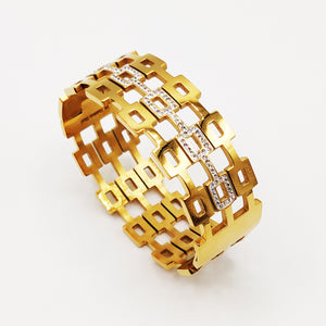 Bracelet Rigide Triple Chaîne Rectangles