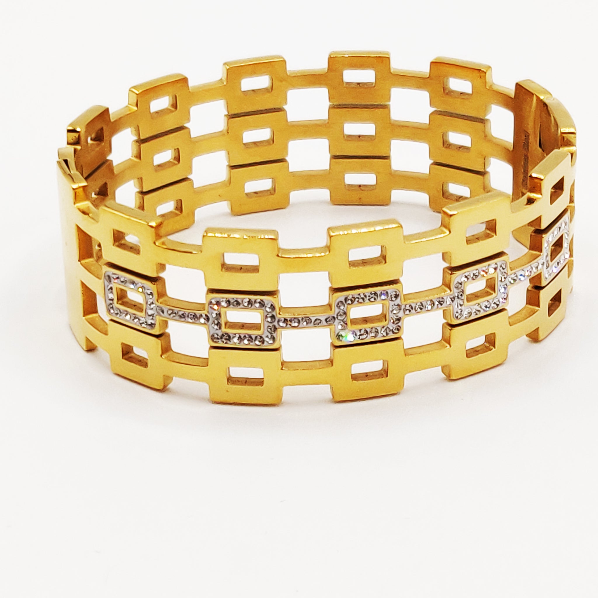 Bracelet Rigide Triple Chaîne Rectangles