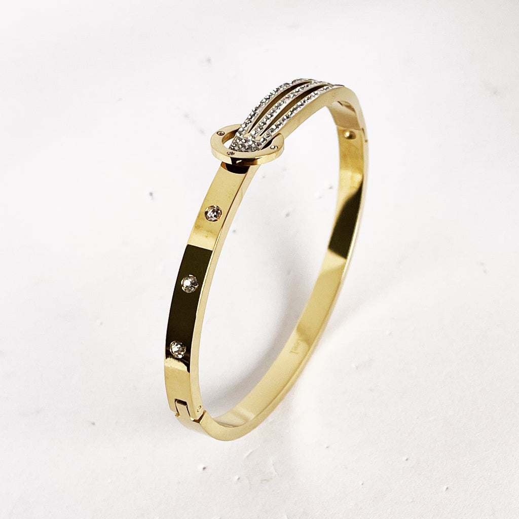 Bracelet Triple Lignes et Cercle Cristaux