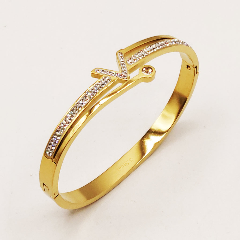 Bracelet Rigide V Cristaux Luxe