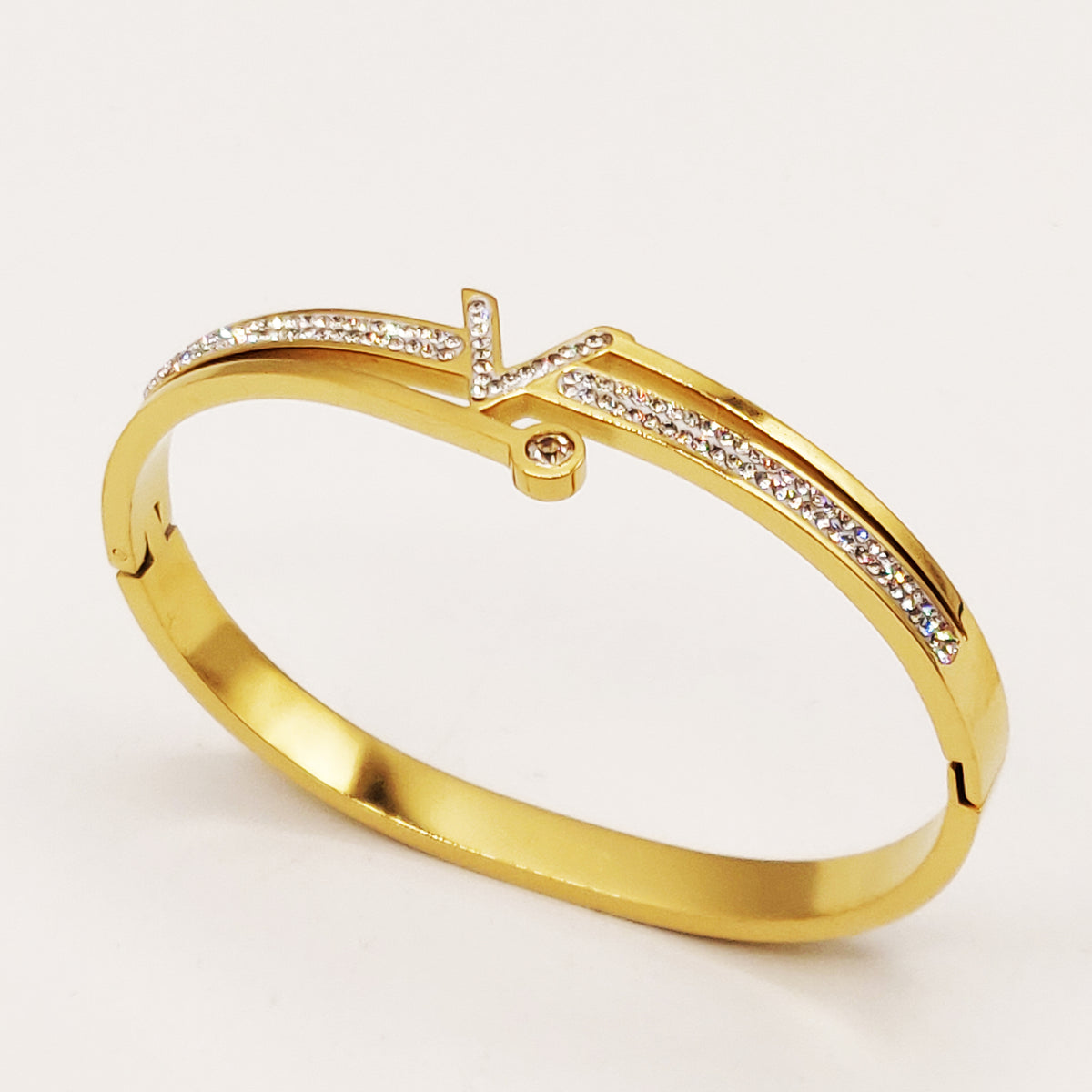 Bracelet Rigide V Cristaux Luxe