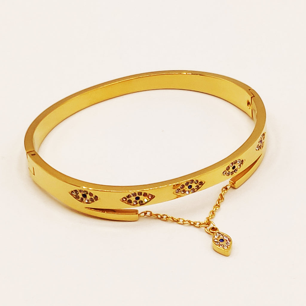 Bracelet Rigide Yeux Cristaux Luxe