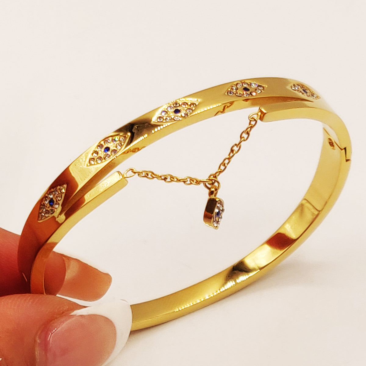 Bracelet Rigide Yeux Cristaux Luxe