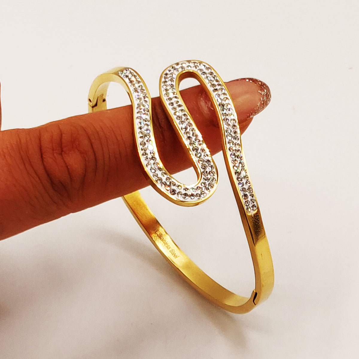Bracelet Rigide Zig Zag Cristaux Luxe