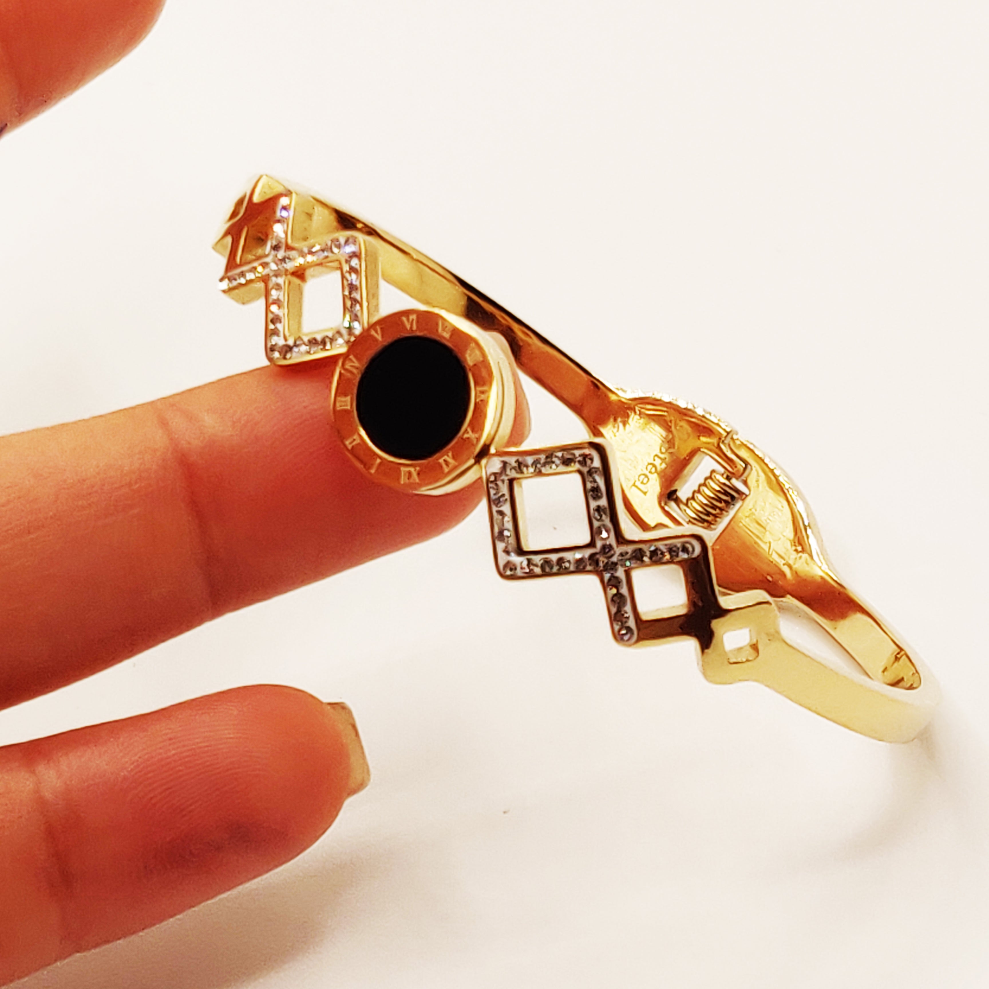 Bracelet Romain Rigide Losanges Cristaux