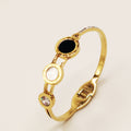Bracelet Romain Rigide Noir, Blanc et Gros Cristal