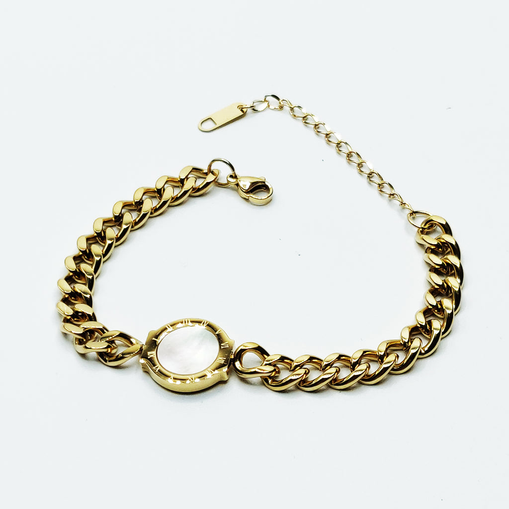 Bracelet Romain Tresse Noir et Blanc Nacré