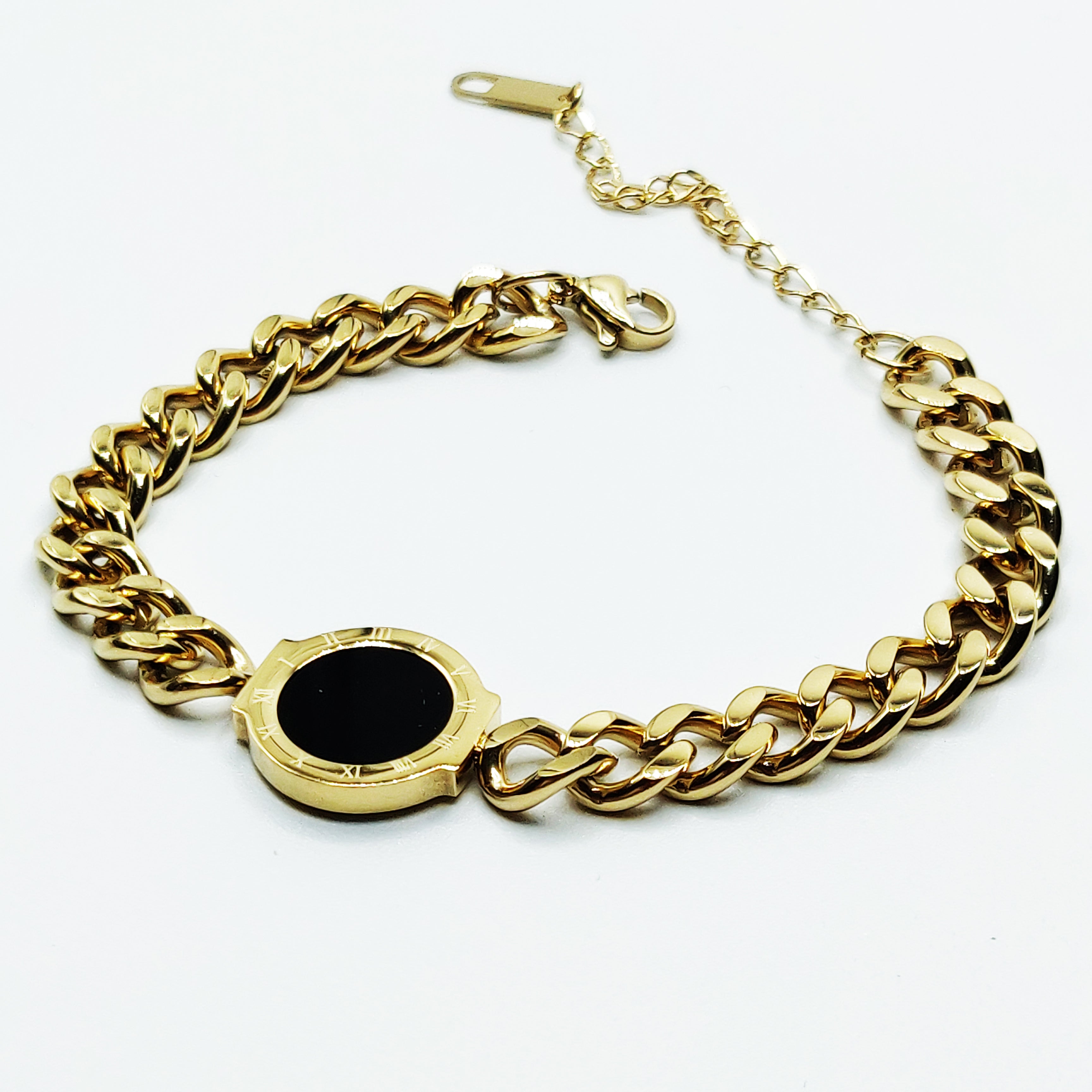 Bracelet Romain Tresse Noir et Blanc Nacré