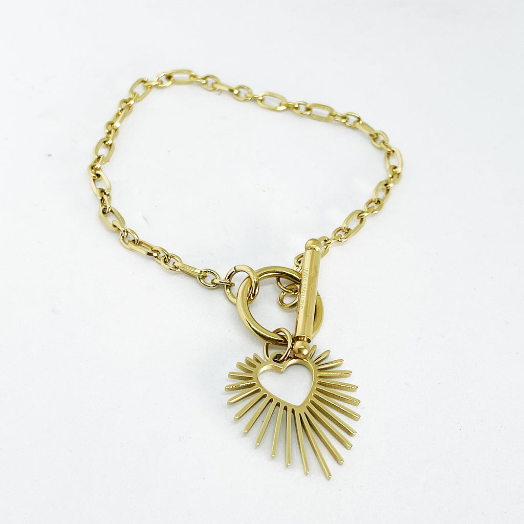 Bracelet Rond Barré Coeur Soleil
