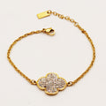 Bracelet Simple Pendentif Trèfle Cristaux Luxe